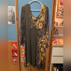 Multicolor Long Sleeve Tunic Dress